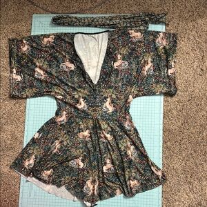 Blackmilk clothing slinky playsuit unicorn in captivity medium nwot